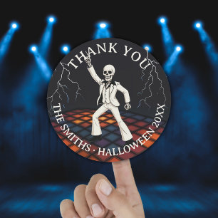 Skeleton Halloween Disco Party Thank You Classic Round Sticker