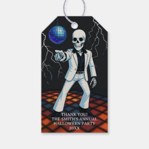 Skeleton Halloween Disco Party Thank You Gift Tags
