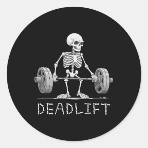 Skeleton Halloween Funny Weight Lifting Costume Classic Round Sticker