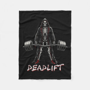 Skeleton Halloween Gym Jokes Weightlifting Workout Fleece Blanket