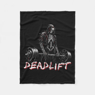 Skeleton Halloween Gym Jokes Weightlifting Workout Fleece Blanket
