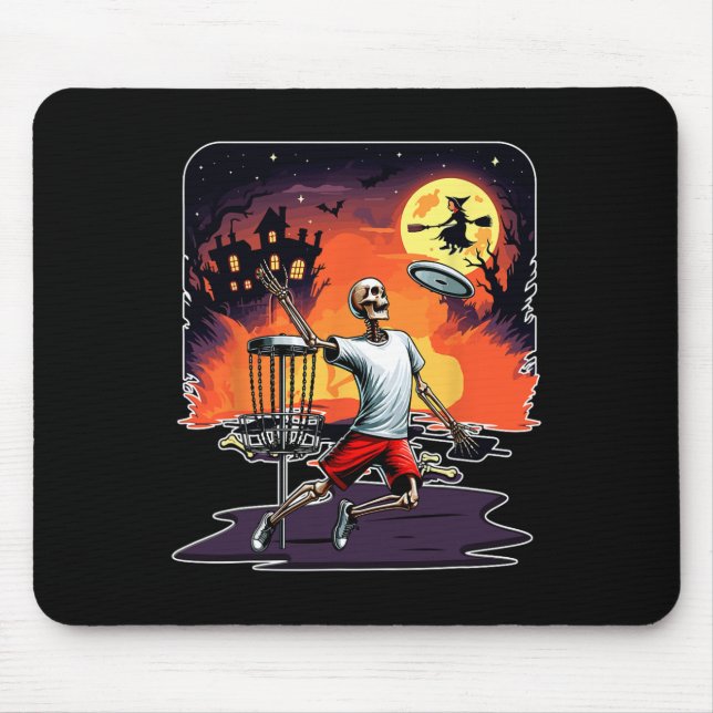 Skeleton Halloween Horror Costume Disc Golf Player Mouse Pad (Front)