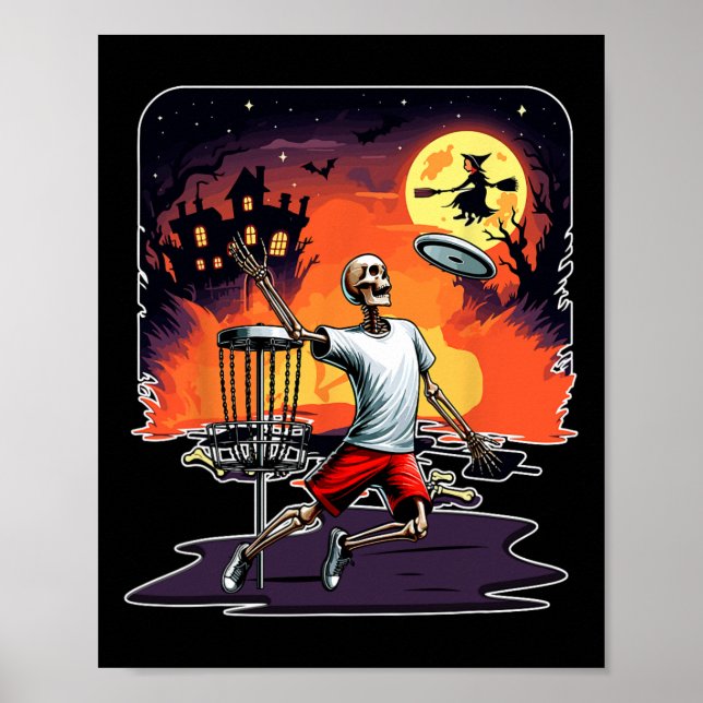 Skeleton Halloween Horror Costume Disc Golf Player Poster (Front)