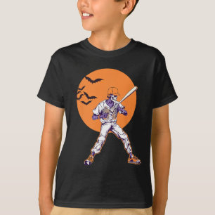 Skeleton Halloween Men Boys Baseball Halloween T-Shirt