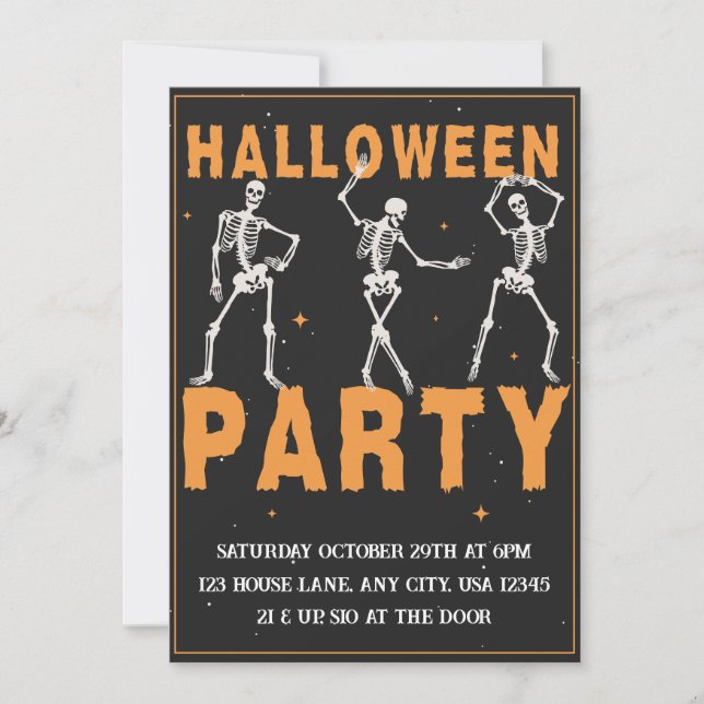 Skeleton Halloween Party  Invitation (Front)