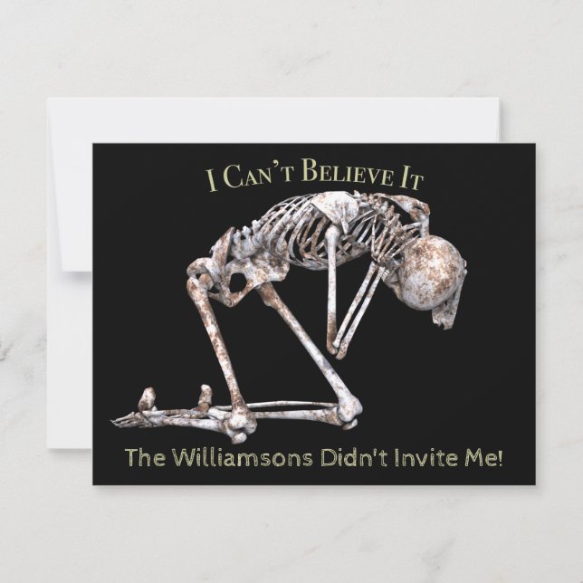 Skeleton Halloween Party Invite With Bloody Text (Front)