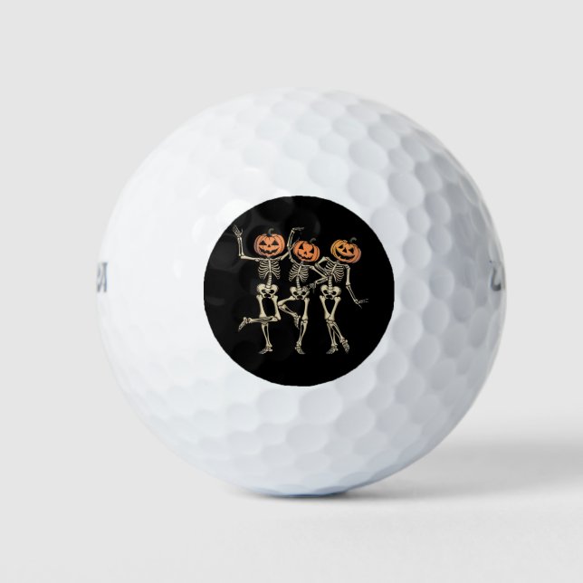 Skeleton Halloween Pumpkin Fall Spooky Season  Golf Balls (Front)
