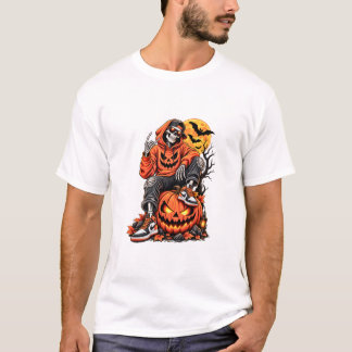 skeleton halloween pumpkin shirt
