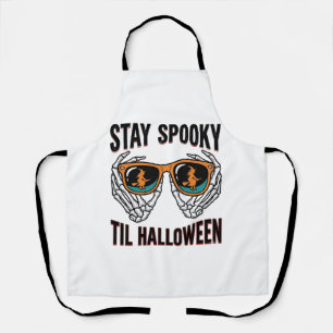 Skeleton Halloween Shirt with Witch Shades Vintage Apron
