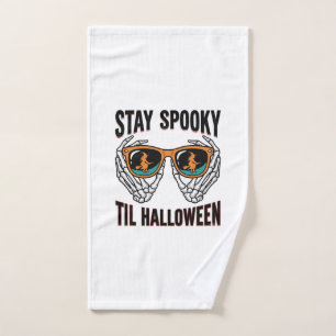 Skeleton Halloween Shirt with Witch Shades Vintage Hand Towel