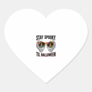 Skeleton Halloween Shirt with Witch Shades Vintage Heart Sticker