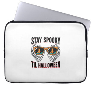 Skeleton Halloween Shirt with Witch Shades Vintage Laptop Sleeve