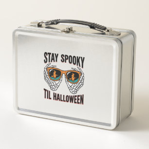 Skeleton Halloween Shirt with Witch Shades Vintage Metal Lunch Box