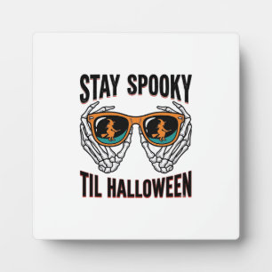 Skeleton Halloween Shirt with Witch Shades Vintage Plaque