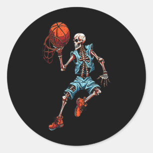 Skeleton Halloween Spooky Dunking Skull Costume Classic Round Sticker
