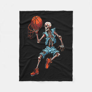 Skeleton Halloween Spooky Dunking Skull Costume Fleece Blanket