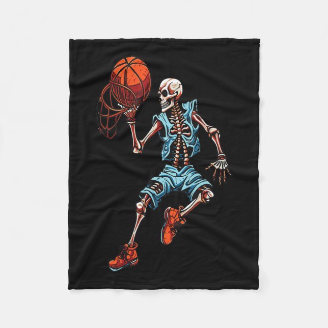 Skeleton Halloween Spooky Dunking Skull Costume  Fleece Blanket (Front)
