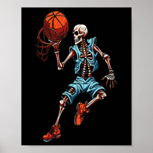 Skeleton Halloween Spooky Dunking Skull Costume Poster