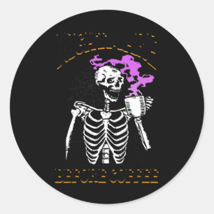 Skeleton Halloween Spooky Season Tee Nightmare Bef Classic Round Sticker