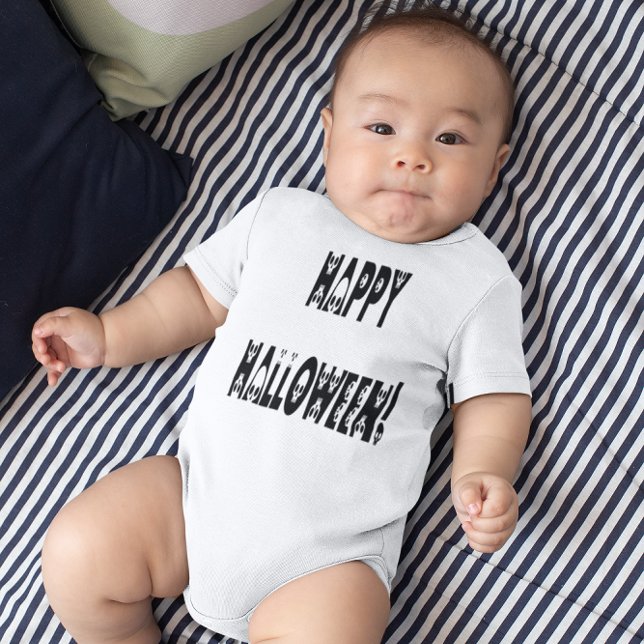 Skeleton Halloween Text Baby Bodysuit (Skeleton Halloween Text Baby Bodysuit)