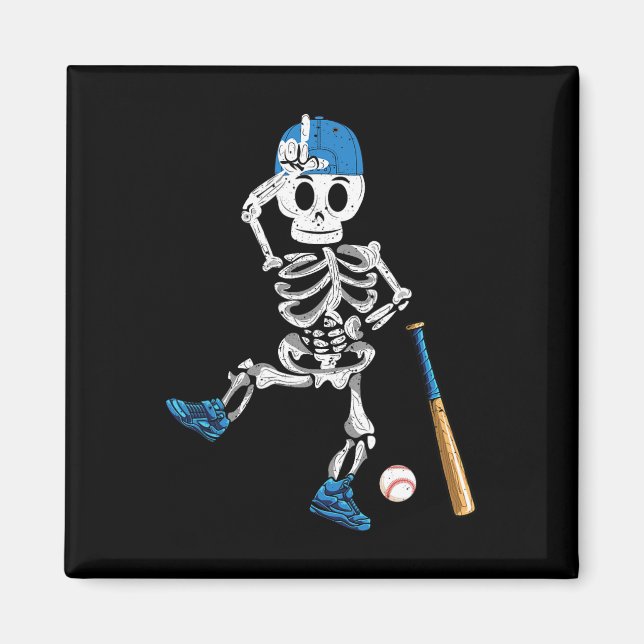 Skeleton Halloween Vintage Baseball Playing  Magnet (Front)