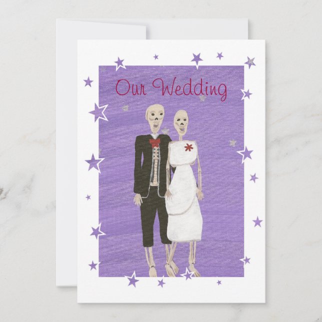 Skeleton Halloween Wedding Invitations, Custom Invitation (Front)