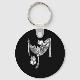 Skeleton hammock reading funny book lover gift key ring