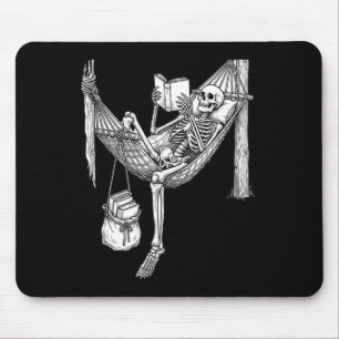 Skeleton hammock reading funny book lover gift  mouse pad