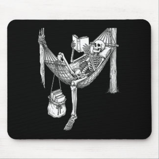Skeleton hammock reading funny book lover gift  mouse pad