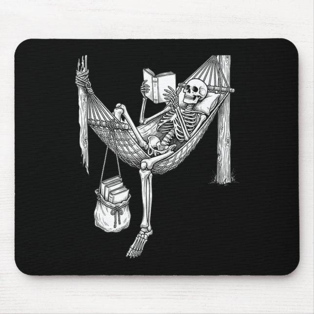 Skeleton hammock reading funny book lover gift  mouse pad (Front)