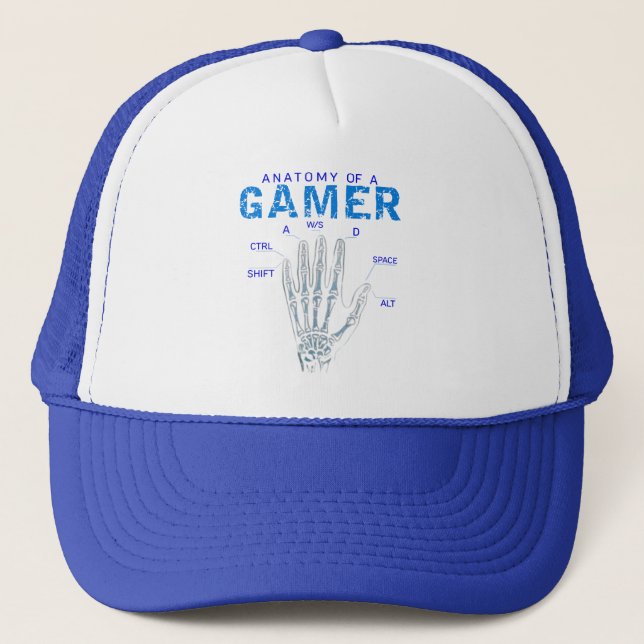 Skeleton Hand Anatomy for Gamers – Keyboard  Trucker Hat (Front)