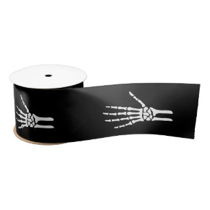 Skeleton Hand Bony Hand Silhouette Halloween Black Satin Ribbon