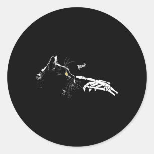 Skeleton Hand Boop Halloween Cute Black Cats Pet K Classic Round Sticker