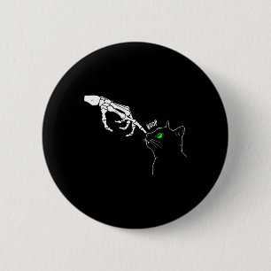 Skeleton Hand Boop On A Cat's Nose Funny Halloween 6 Cm Round Badge