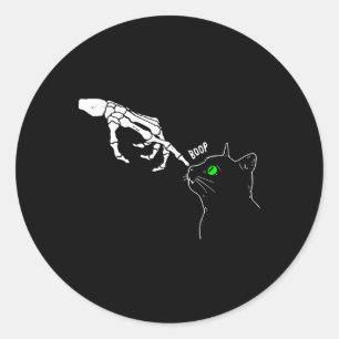 Skeleton Hand Boop On A Cat's Nose Funny Halloween Classic Round Sticker