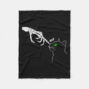 Skeleton Hand Boop On A Cats Nose Funny Halloween  Fleece Blanket