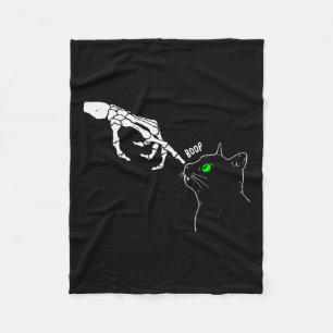 Skeleton Hand Boop On A Cat's Nose Funny Halloween Fleece Blanket
