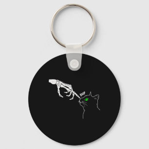 Skeleton Hand Boop On A Cat's Nose Funny Halloween Key Ring
