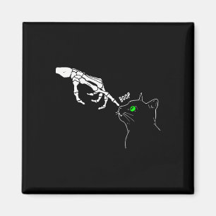 Skeleton Hand Boop On A Cat's Nose Funny Halloween Magnet
