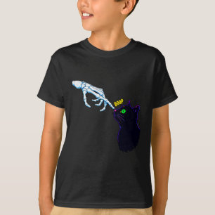 Skeleton Hand Booping A Cats Nose - Spooky T-Shirt