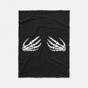 Skeleton Hand Breast Funny Halloween Costume Spook Fleece Blanket