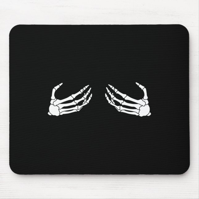 Skeleton Hand Breast Funny Halloween Costume Spook Mouse Pad (Front)