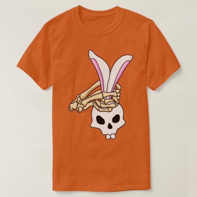Skeleton Hand Bunny Head Funny Easter Gift T-Shirt (Design Front)