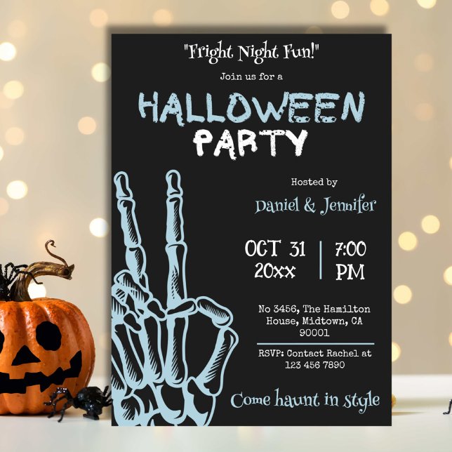 Skeleton Hand Fright Night Halloween Party Spooky Invitation (Creator Uploaded)