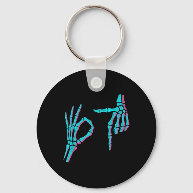 Skeleton Hand Funny Six Seven 6 7 Meme 67 Hallowee Key Ring (Front)