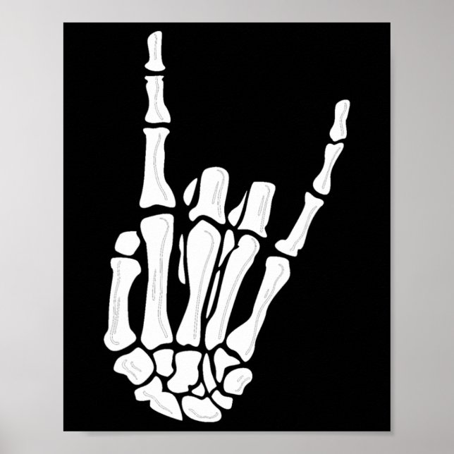 Skeleton Hand Gesture - Rock Skeleton Hand - Hallo Poster (Front)
