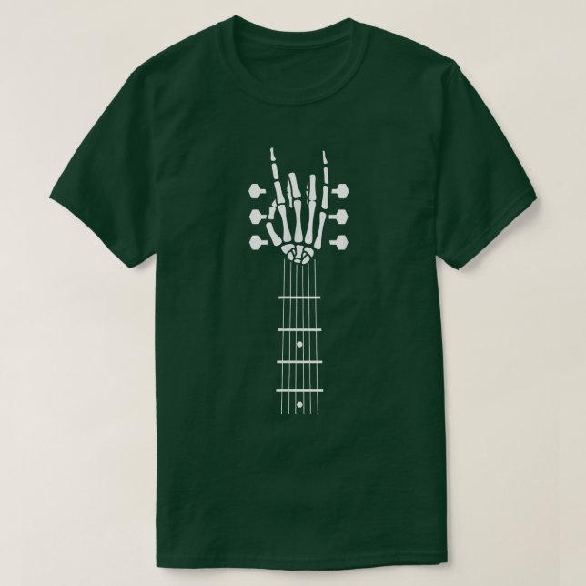Skeleton Hand Guitar Costume Cool Easy Halloween G T-Shirt (Design Front)