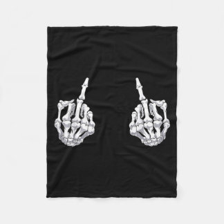 Skeleton Hand Halloween Bones Middle Finger Skull Fleece Blanket