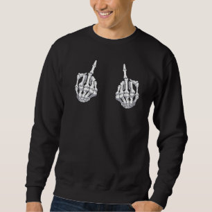 Skeleton Hand Halloween Bones Middle Finger Skull Sweatshirt