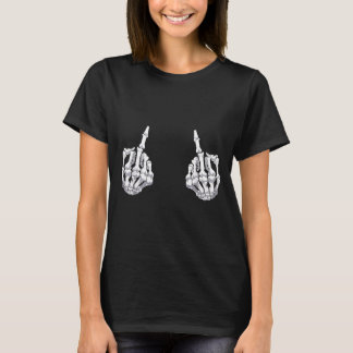 Skeleton Hand Halloween Bones Middle Finger Skull T-Shirt